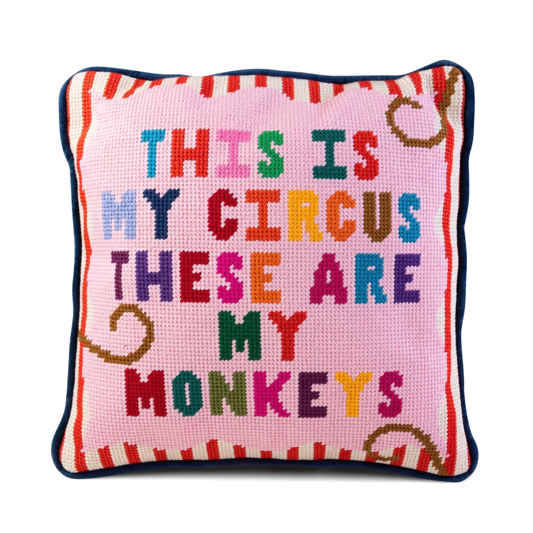 THIS IS MY CIRCUS Needlepoint Pillow - bubblegum market