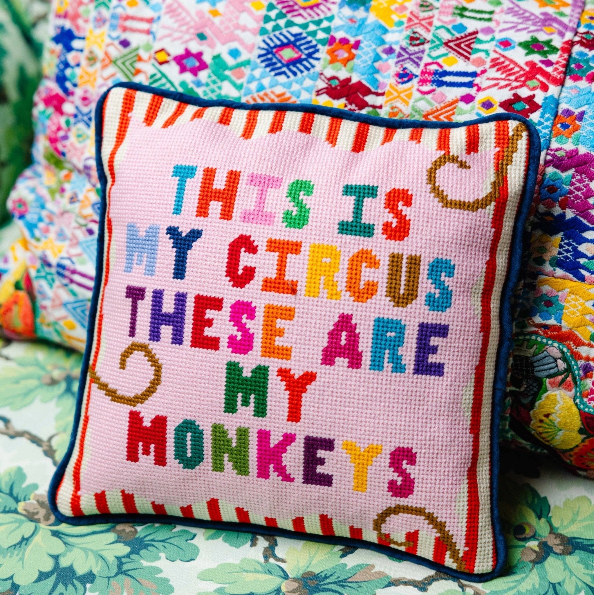 THIS IS MY CIRCUS Needlepoint Pillow - bubblegum market