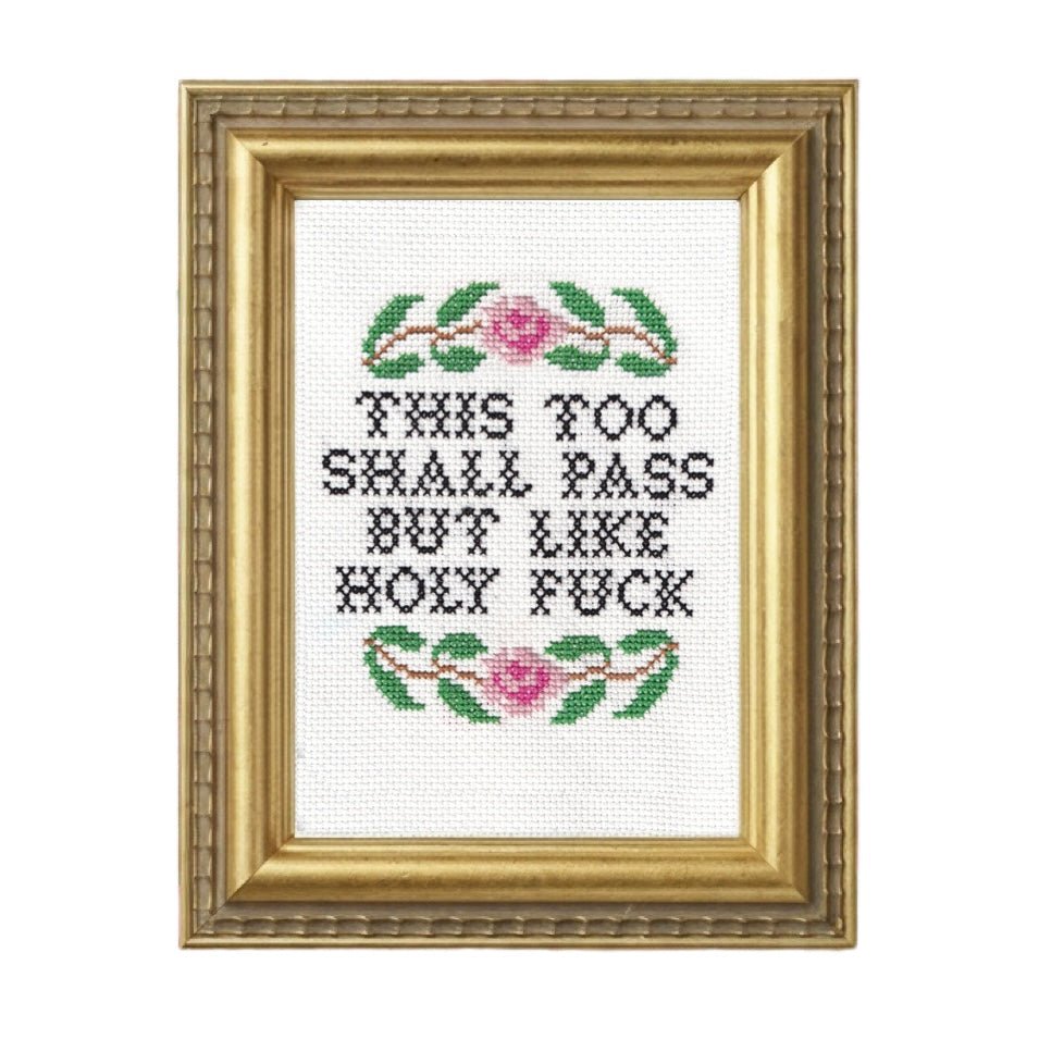 This Too Shall Pass Deluxe Cross Stitch Kit - bubblegum market