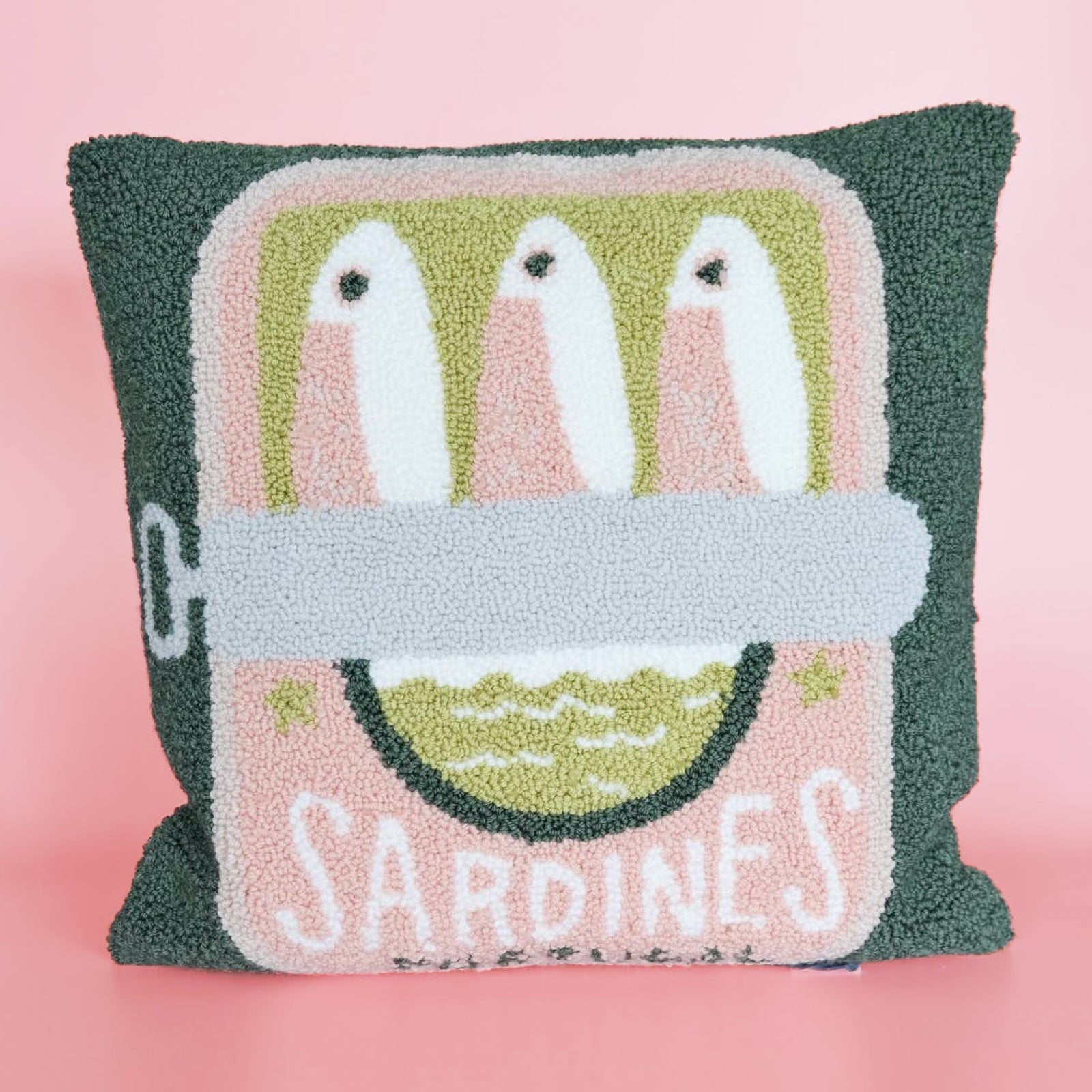 Tinned Fish "SARDINES" Throw Pillow - bubblegum market