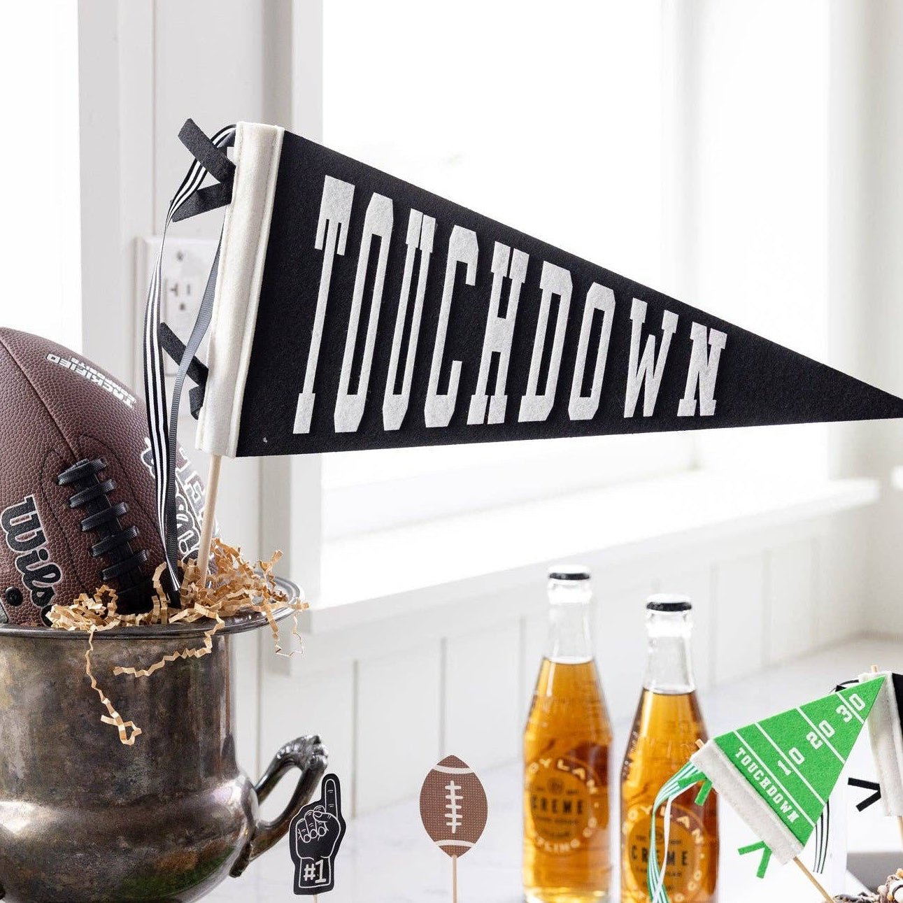 TOUCHDOWN Felt Pennant Banner - bubblegum market