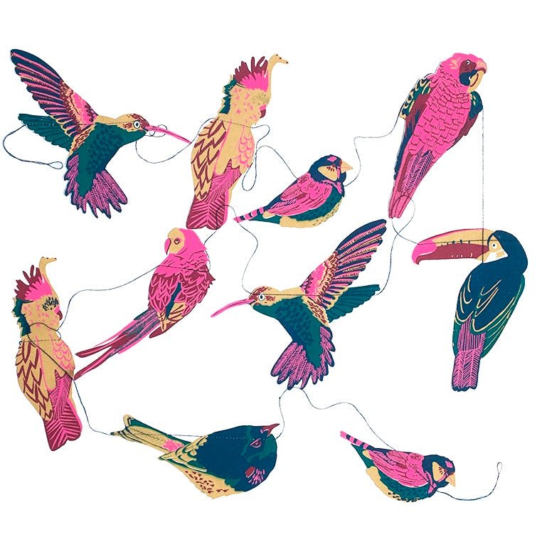 Tropical Birds Sewn Garland - bubblegum market