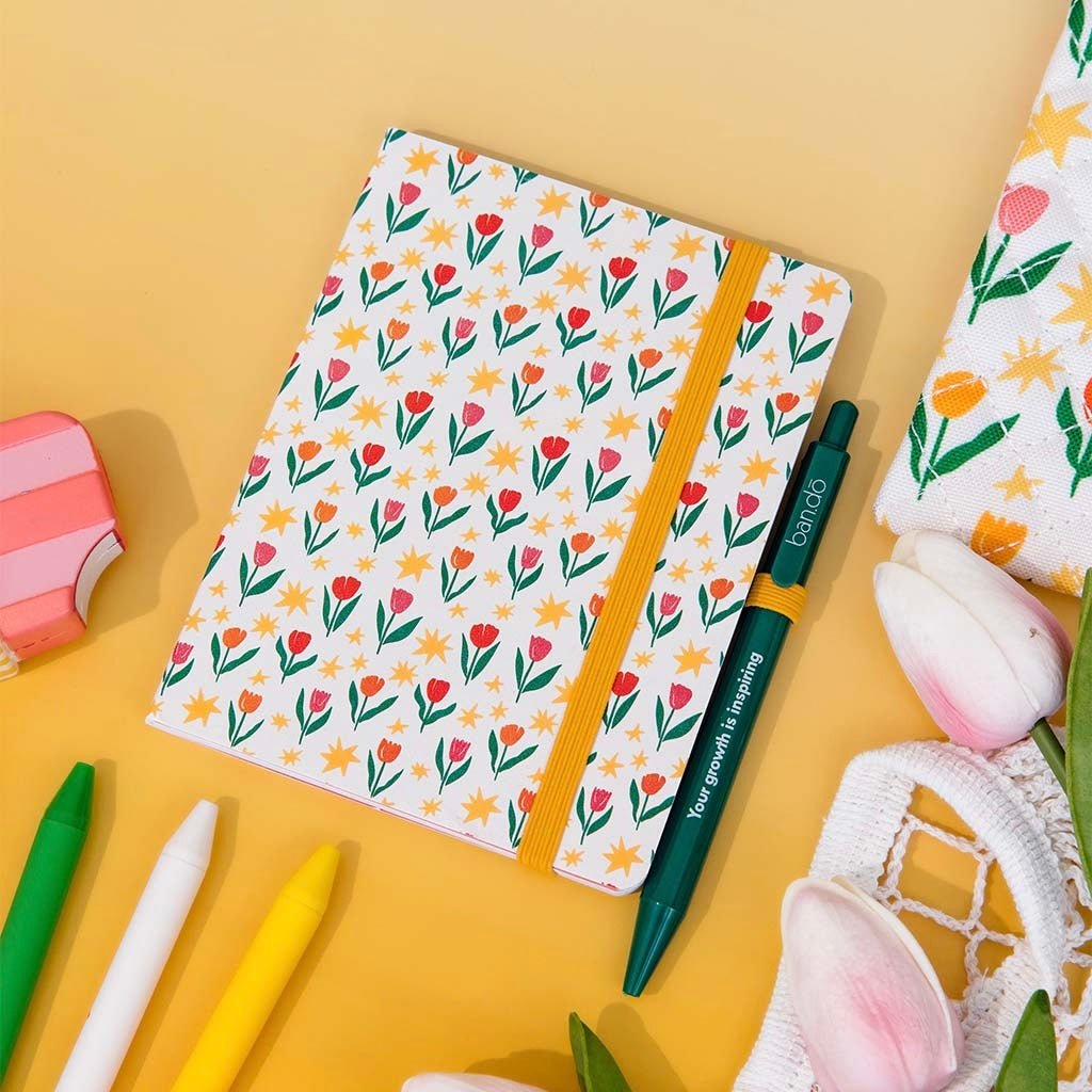 Tulips Mini Notebook w/ Pen - bubblegum market