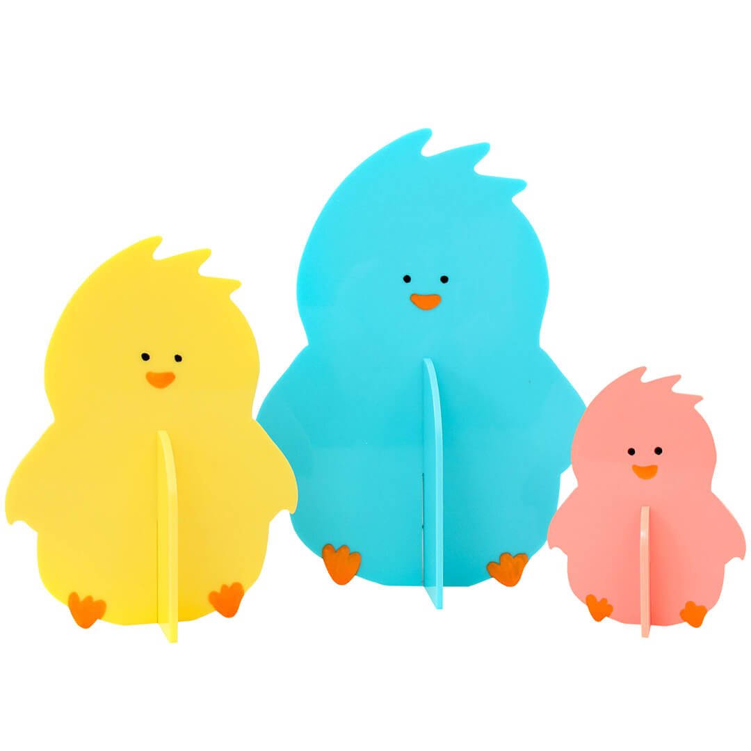 Turquoise, Coral & Yellow Acrylic Chicks - bubblegum market
