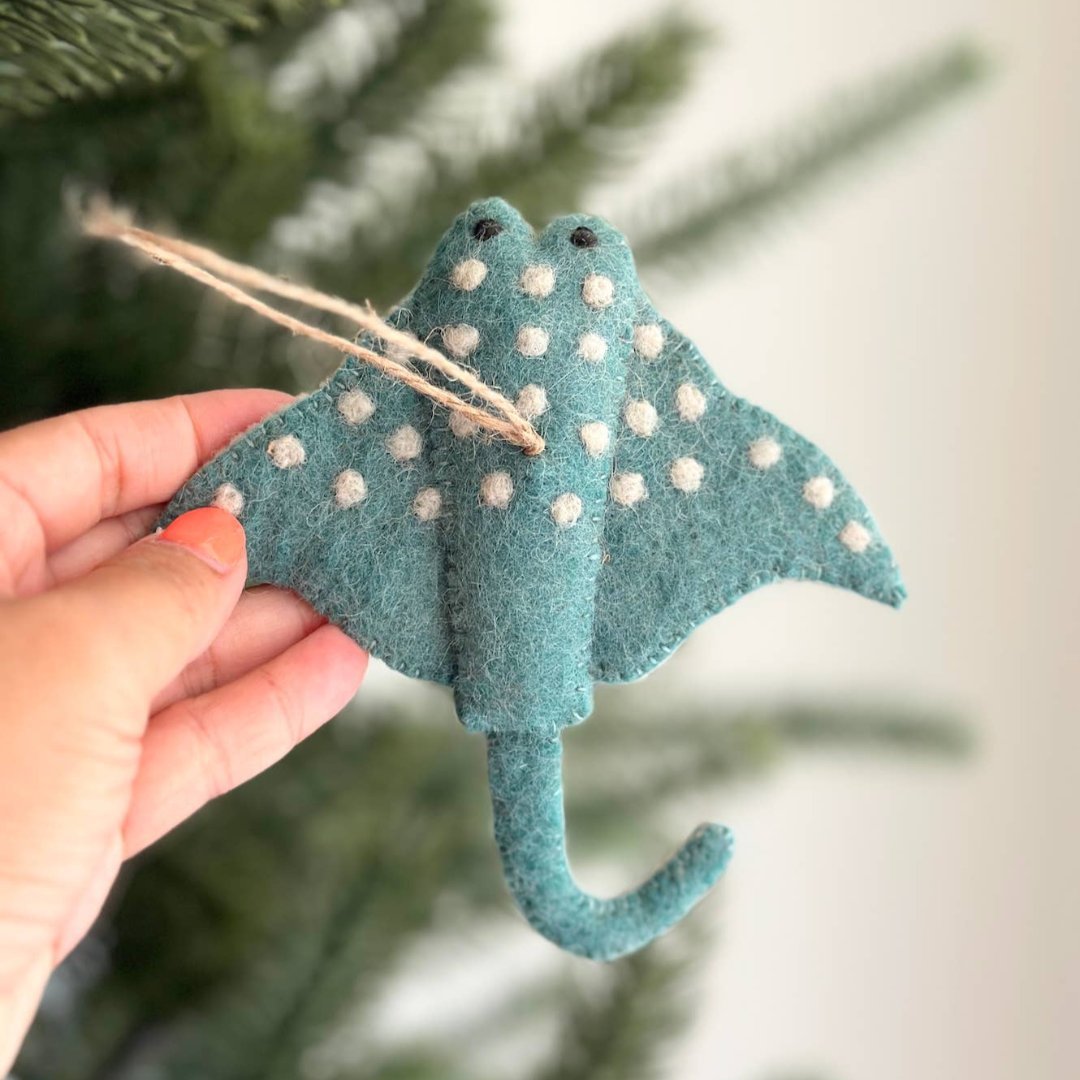 Turquoise Felt Stingray Ornament 5.5" - bubblegum market