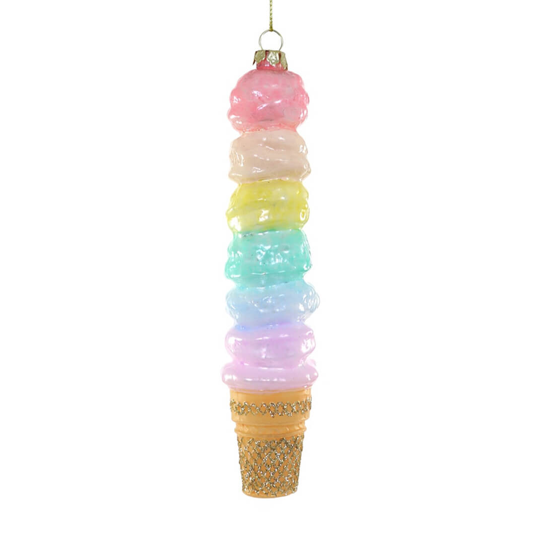 Ultimate Rainbow Ice Cream Cone Ornament 6.5" - bubblegum market