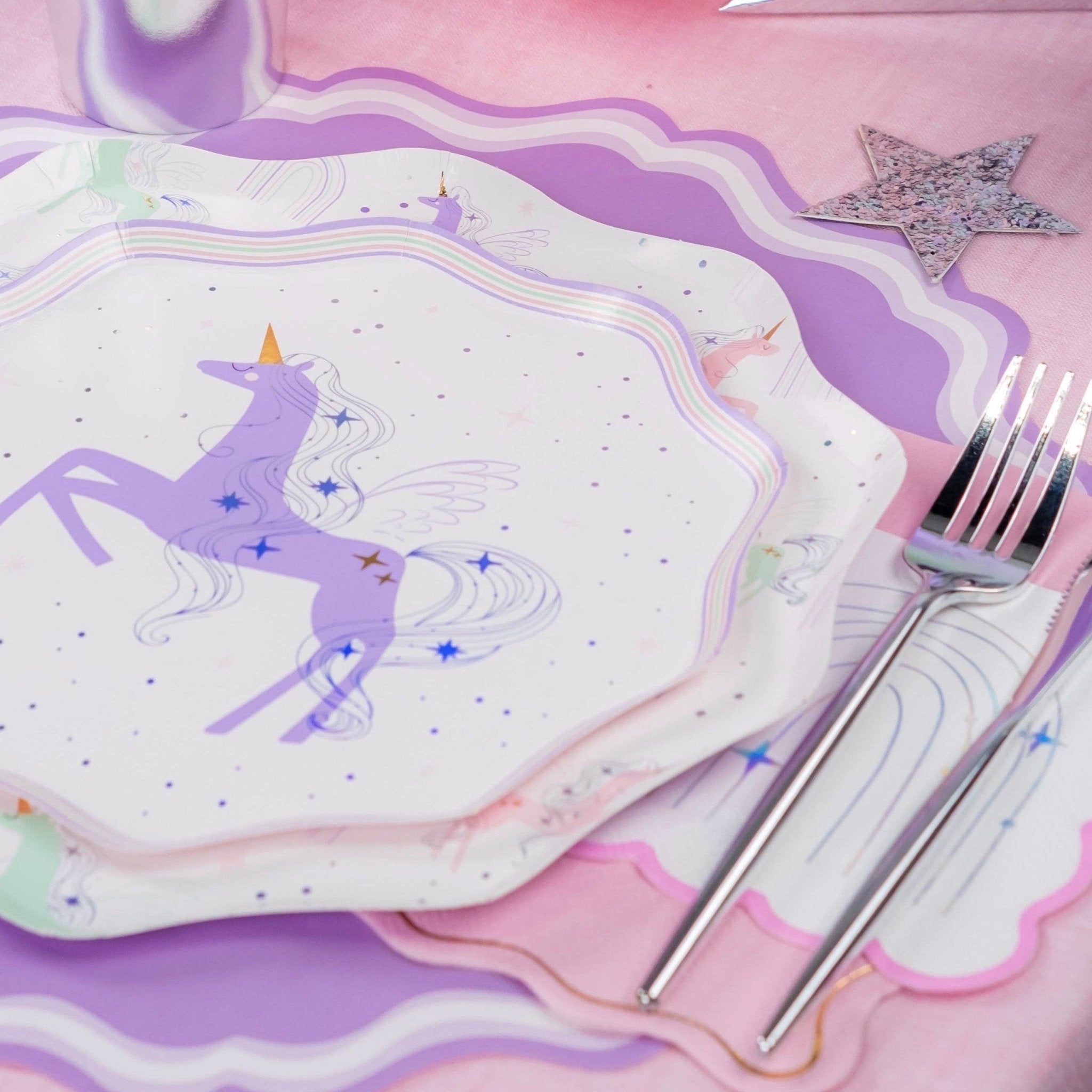 Unicorn Pattern Paper Dinner Plates 10.5" - bubblegum market