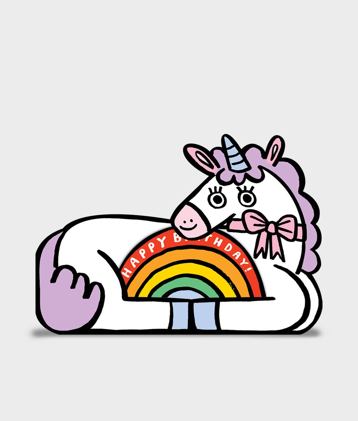 Unicorn with Mini Rainbow Kid's Birthday Card - bubblegum market