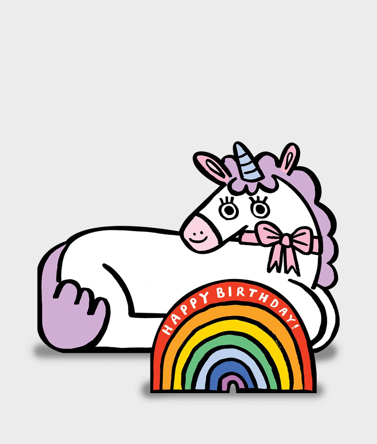 Unicorn with Mini Rainbow Kid's Birthday Card - bubblegum market