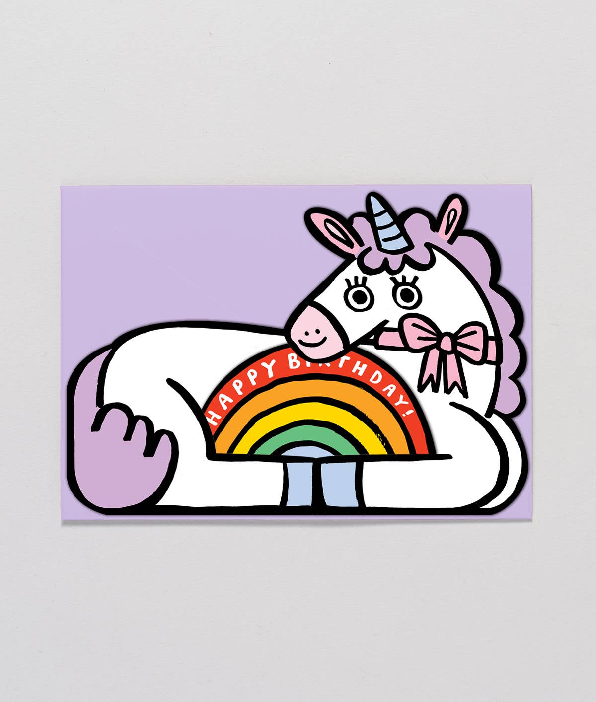Unicorn with Mini Rainbow Kid's Birthday Card - bubblegum market
