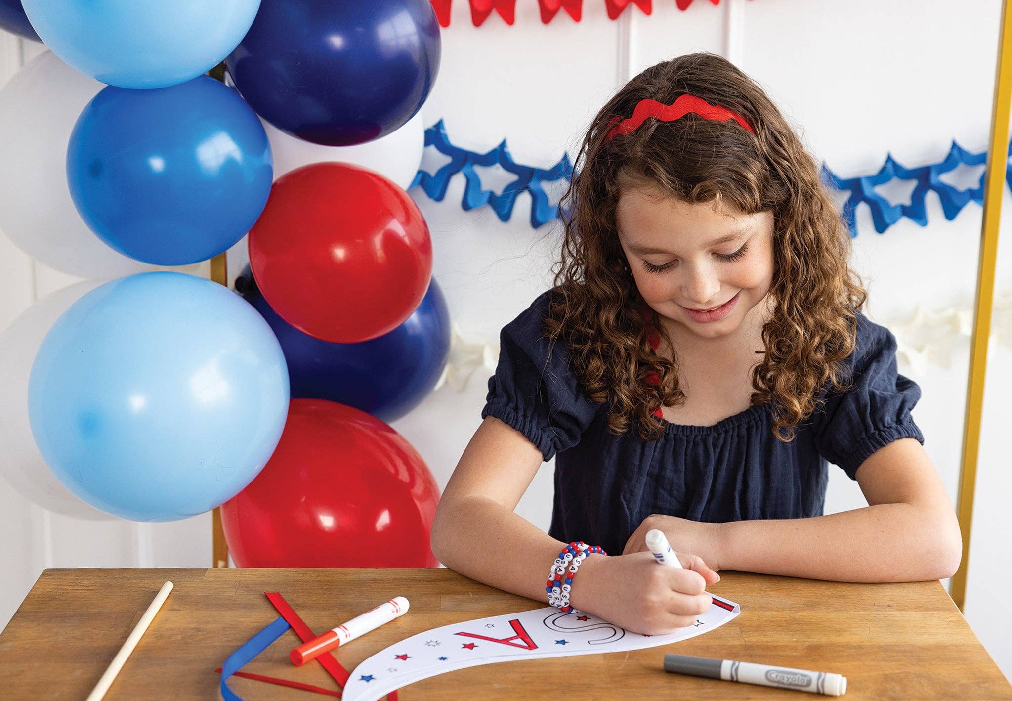 USA Pennant Coloring Craft - bubblegum market