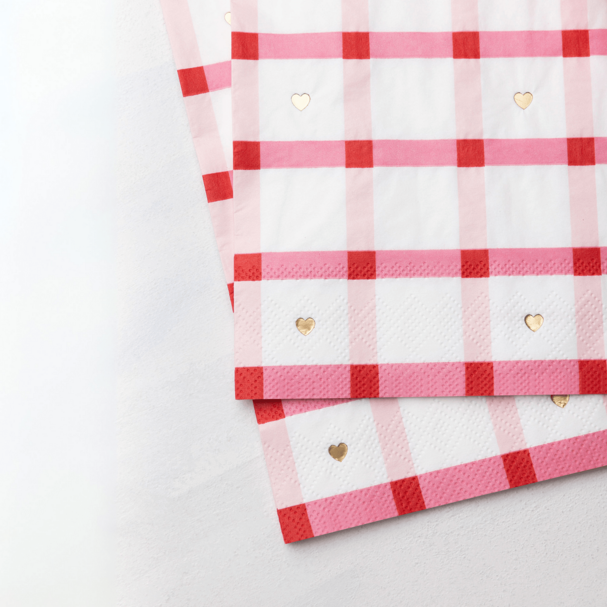 Valentine Plaid Dinner Napkins - bubblegum market