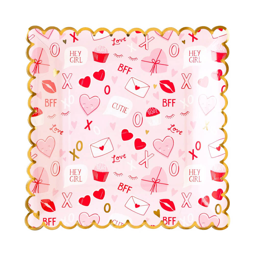 Valentine Scatter Square Paper Plates 10"