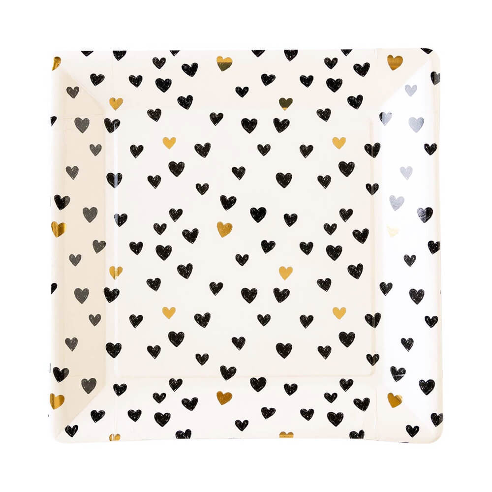 valentines-day-black-and-gold-hearts-square-paper-plates