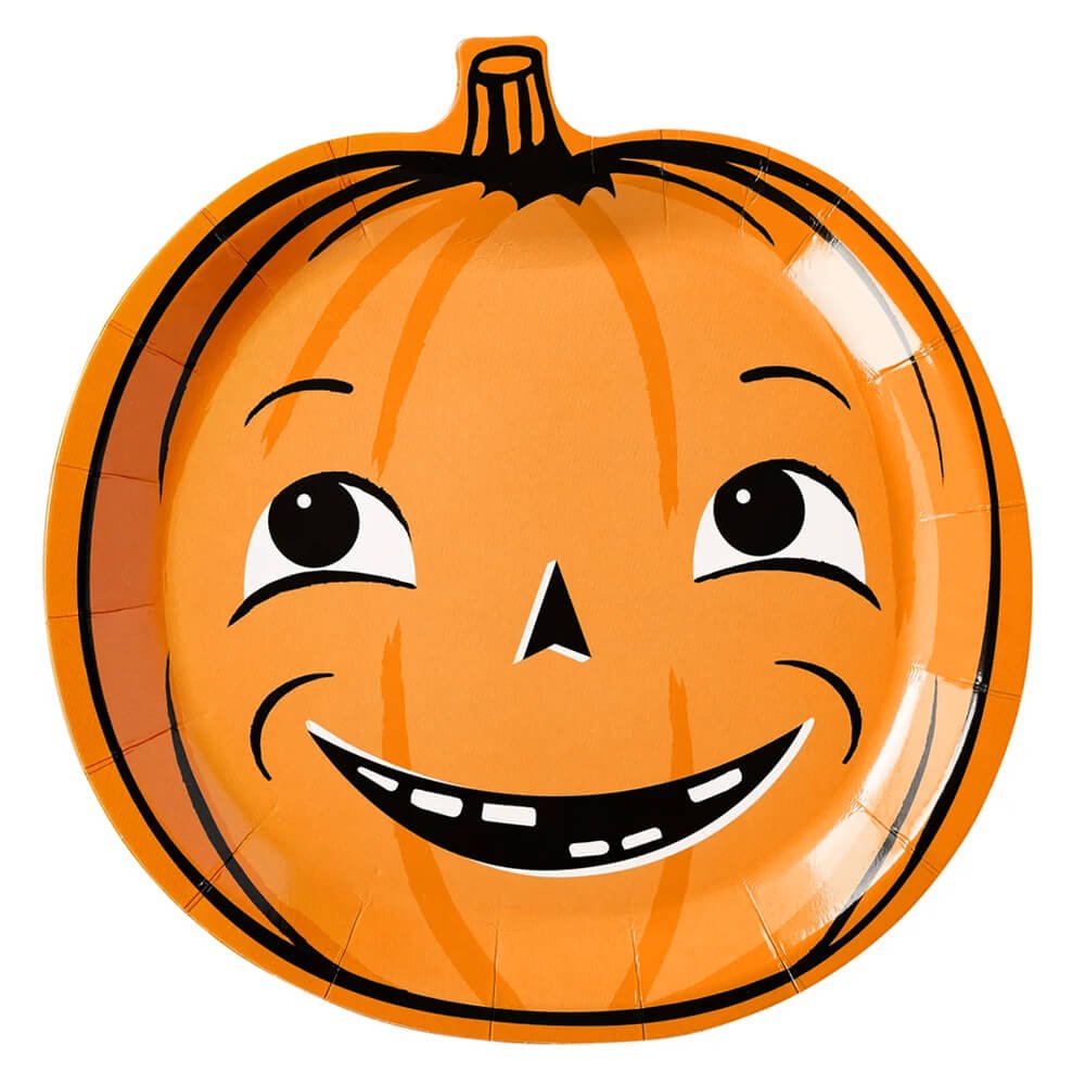 Vintage Halloween Pumpkin Shaped Paper Plates - bubblegum market