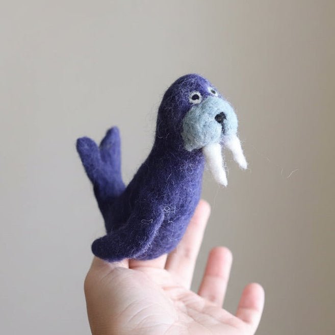 Walrus Wool Felt Finger Puppet - bubblegum market
