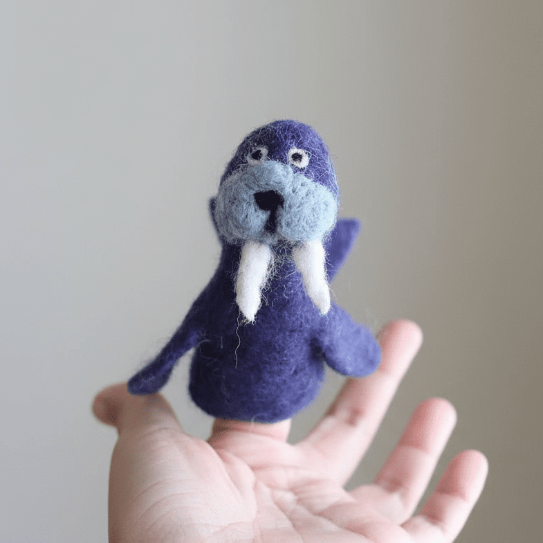 Walrus Wool Felt Finger Puppet - bubblegum market