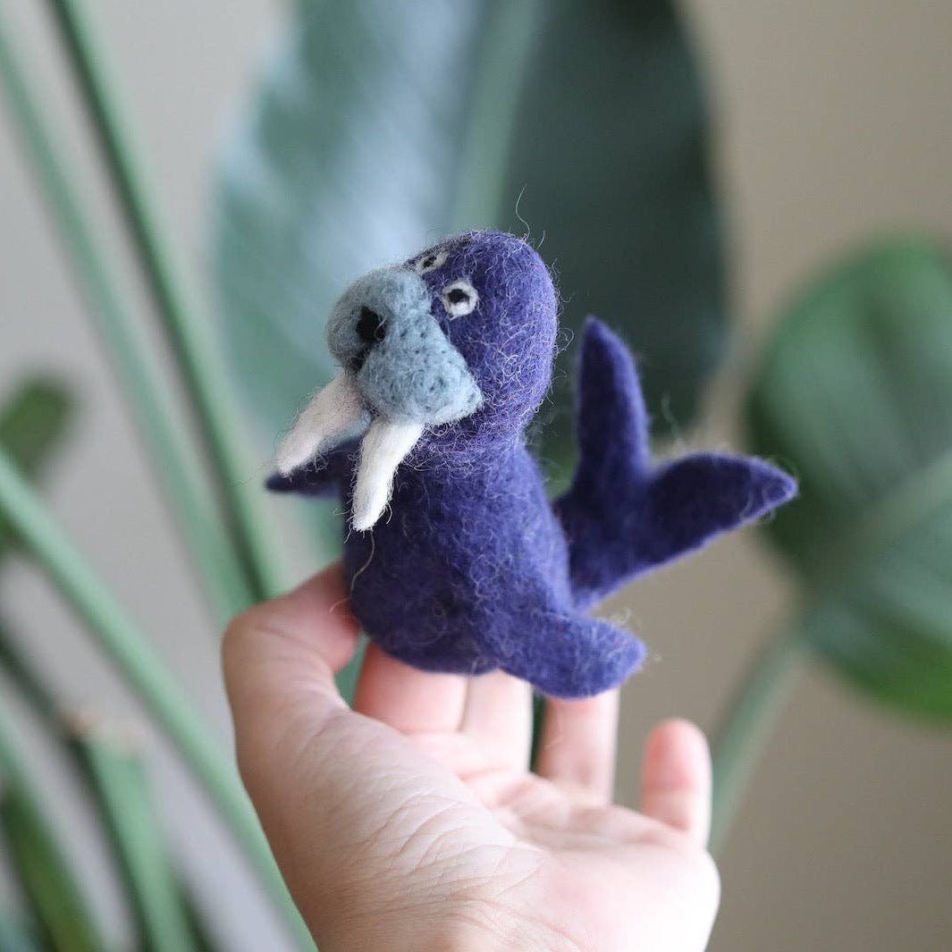 Walrus Wool Felt Finger Puppet - bubblegum market