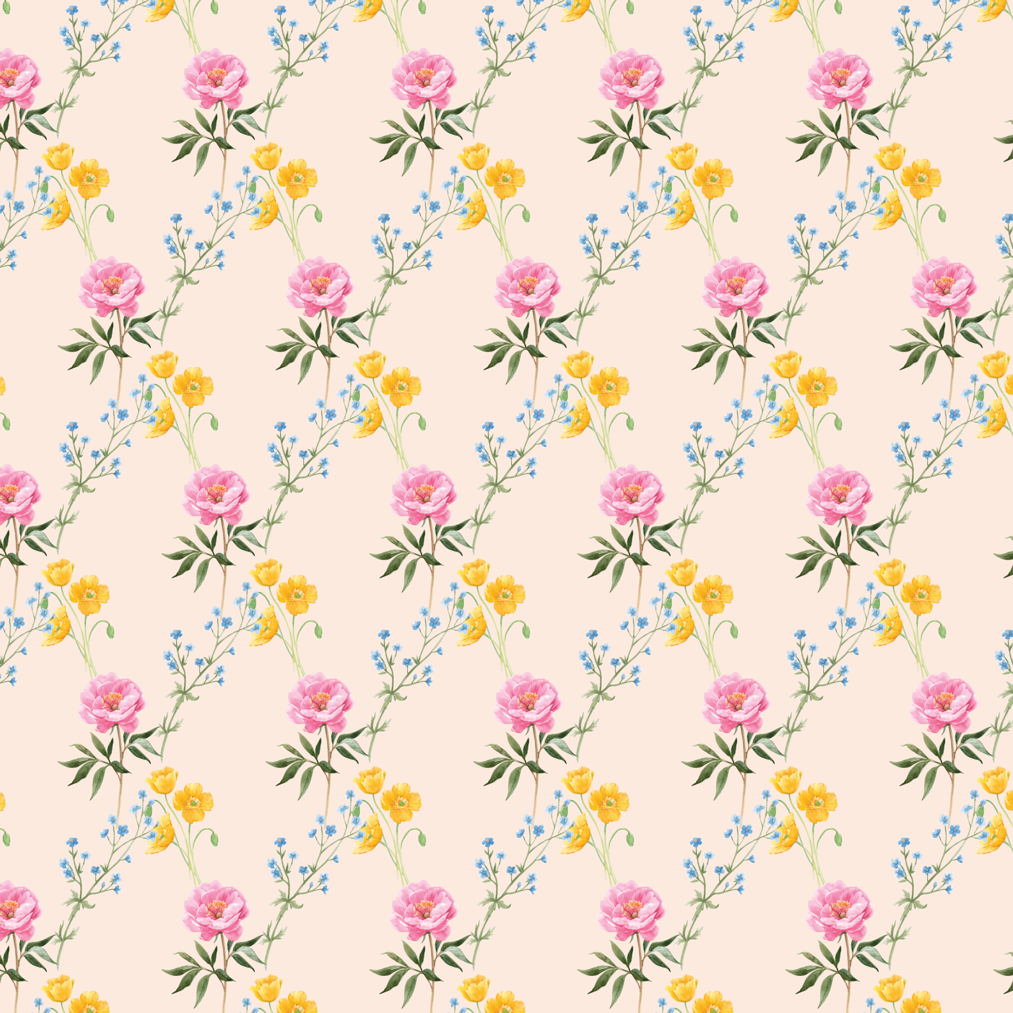 Watercolor Floral Wrapping Paper Sheets (Roll of 3) - bubblegum market
