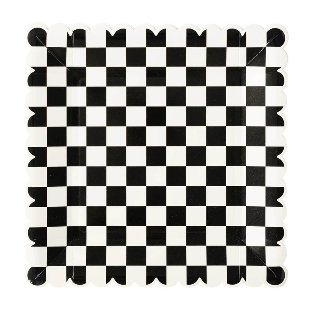 Wednesday Checkered Paper Party Plates 9" - bubblegum market
