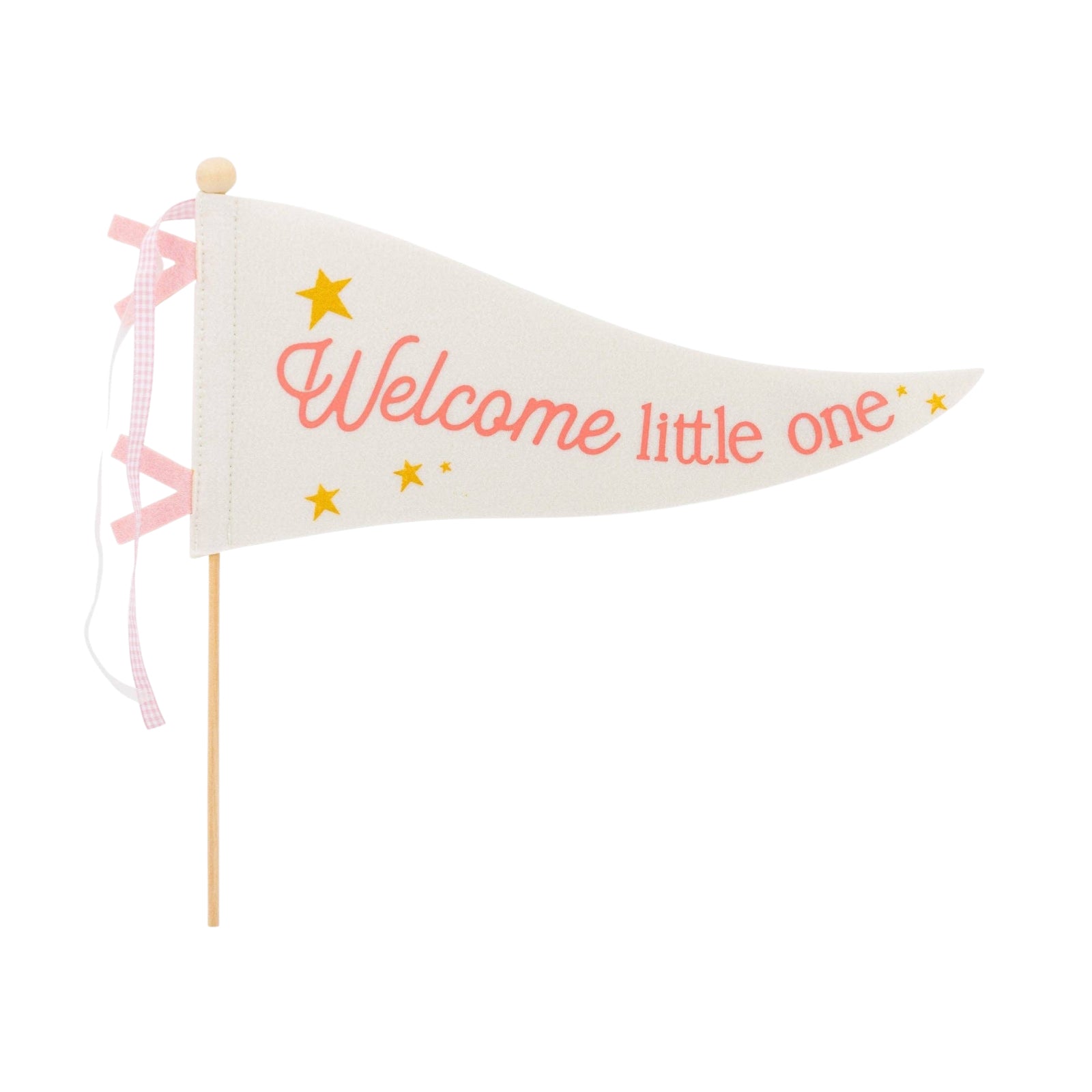 Welcome Little One Pink Pennant Flag - bubblegum market
