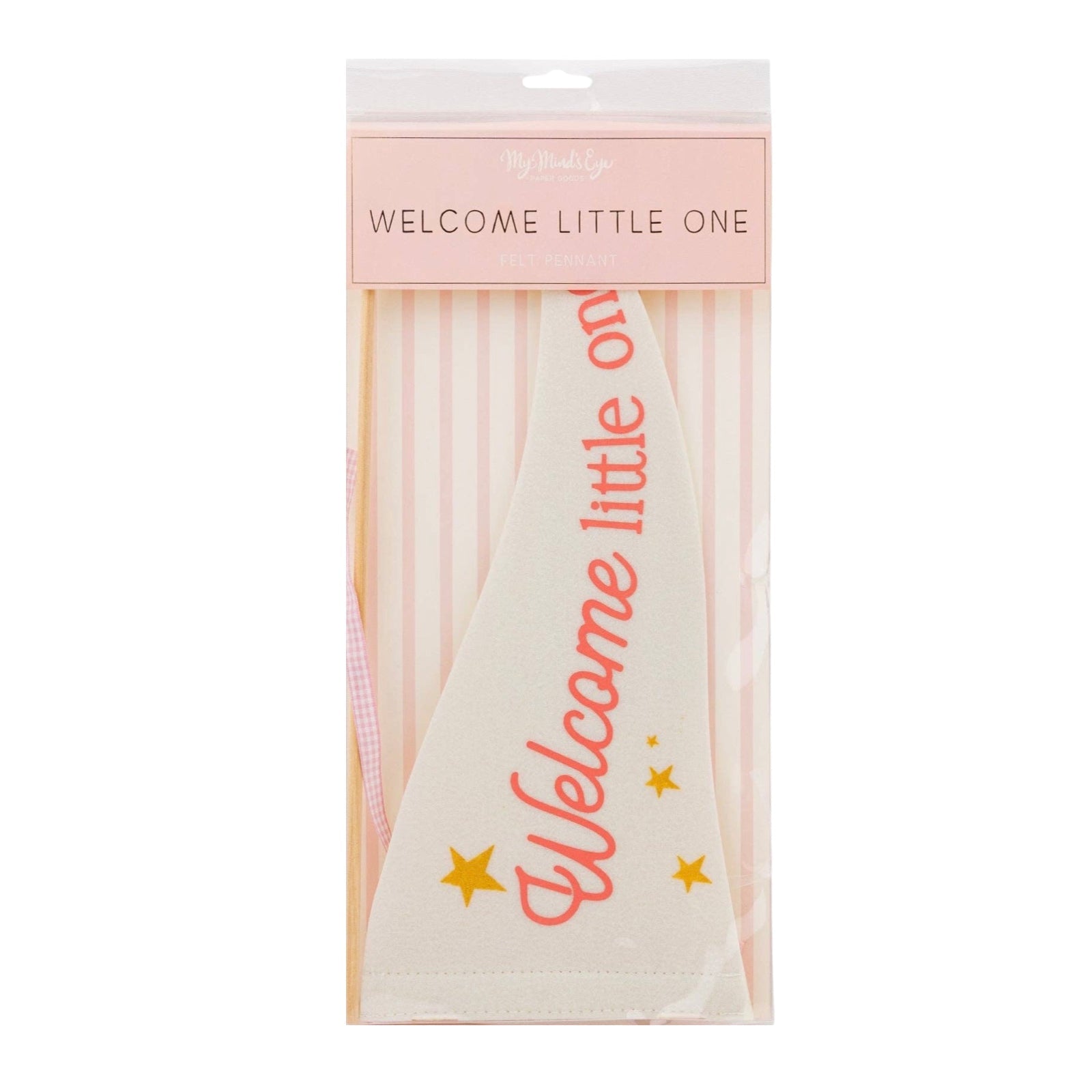 Welcome Little One Pink Pennant Flag - bubblegum market