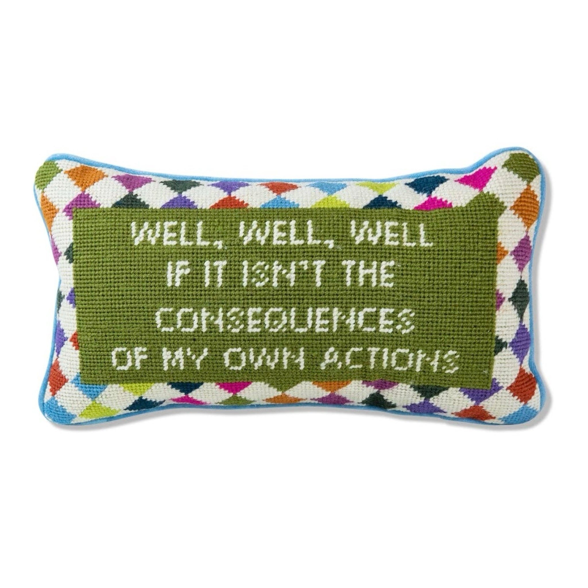 WELL WELL WELL Needlepoint Pillow - bubblegum market