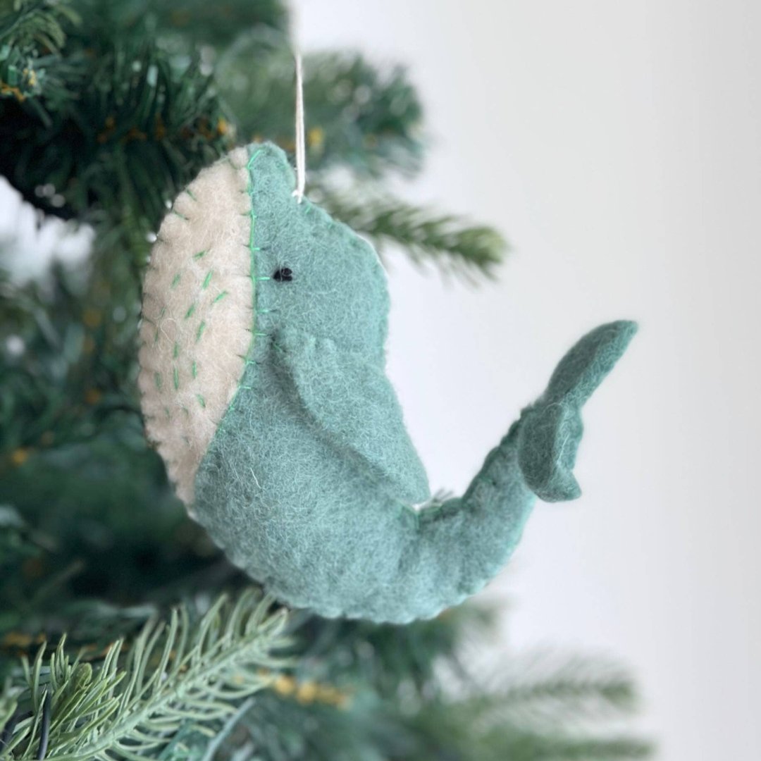 Whale Wool Felt Ornament 4.5" - bubblegum market