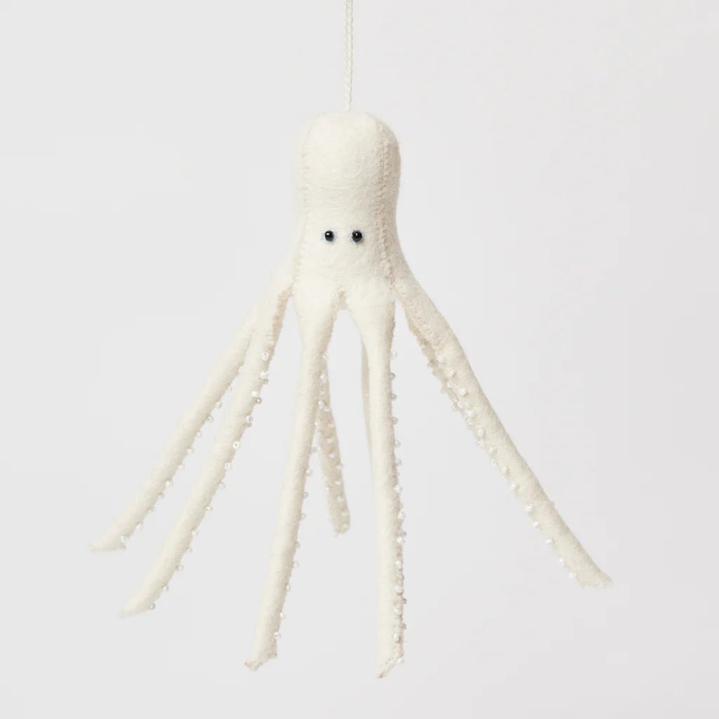 White Long Legs Octopus Felt Ornament 7.5" - bubblegum market