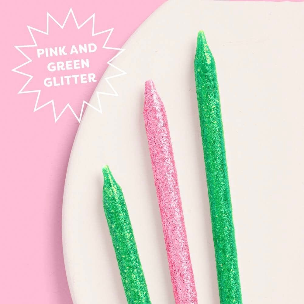 Wicked Witch Green & Pink Glitter Candles - bubblegum market