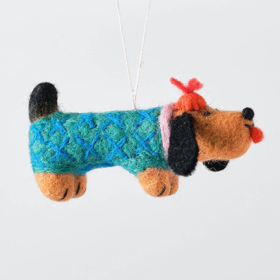 'Wiener' Hanging Felt Ornament - bubblegum market