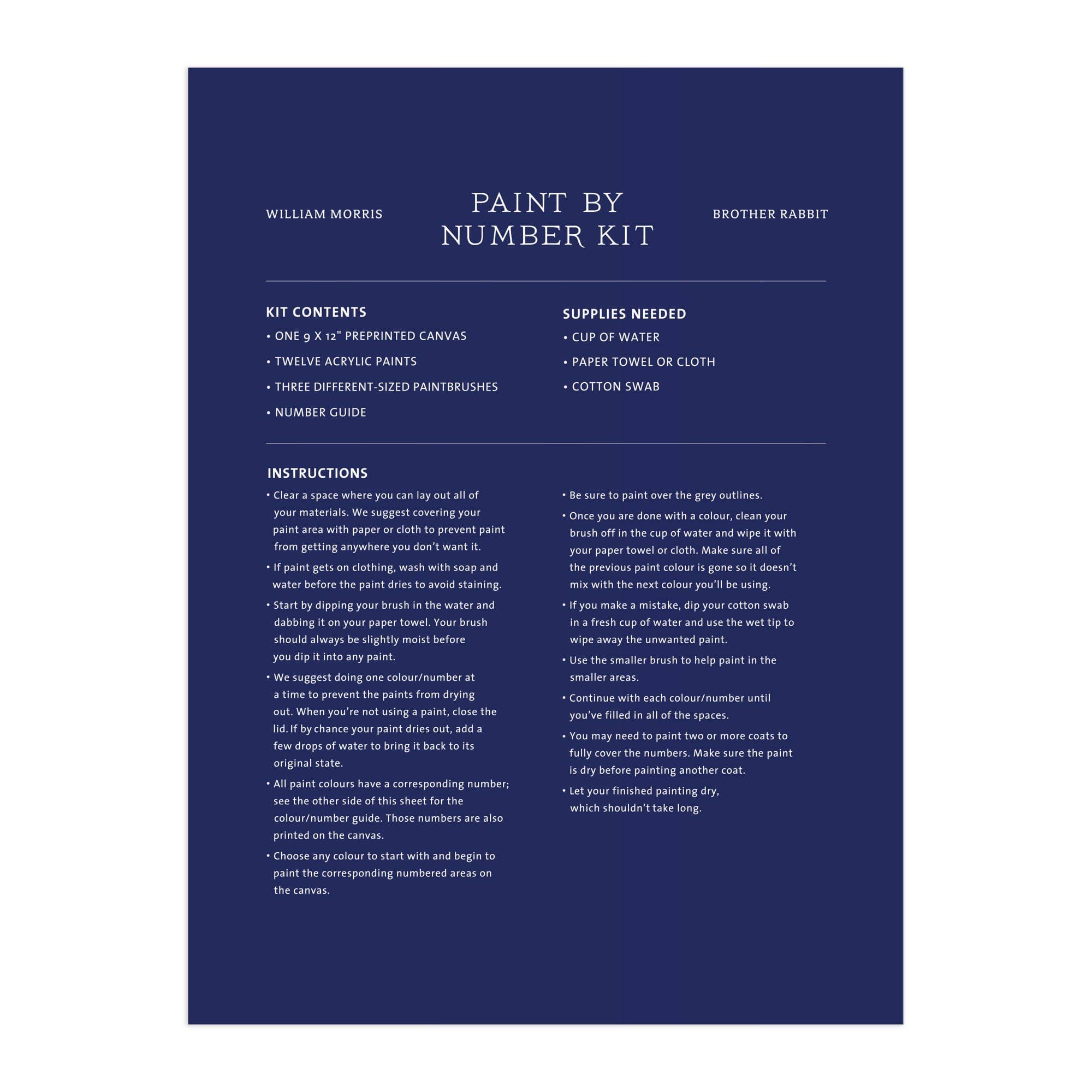 William Morris Brother Rabbit Paint by Number Kit - bubblegum market