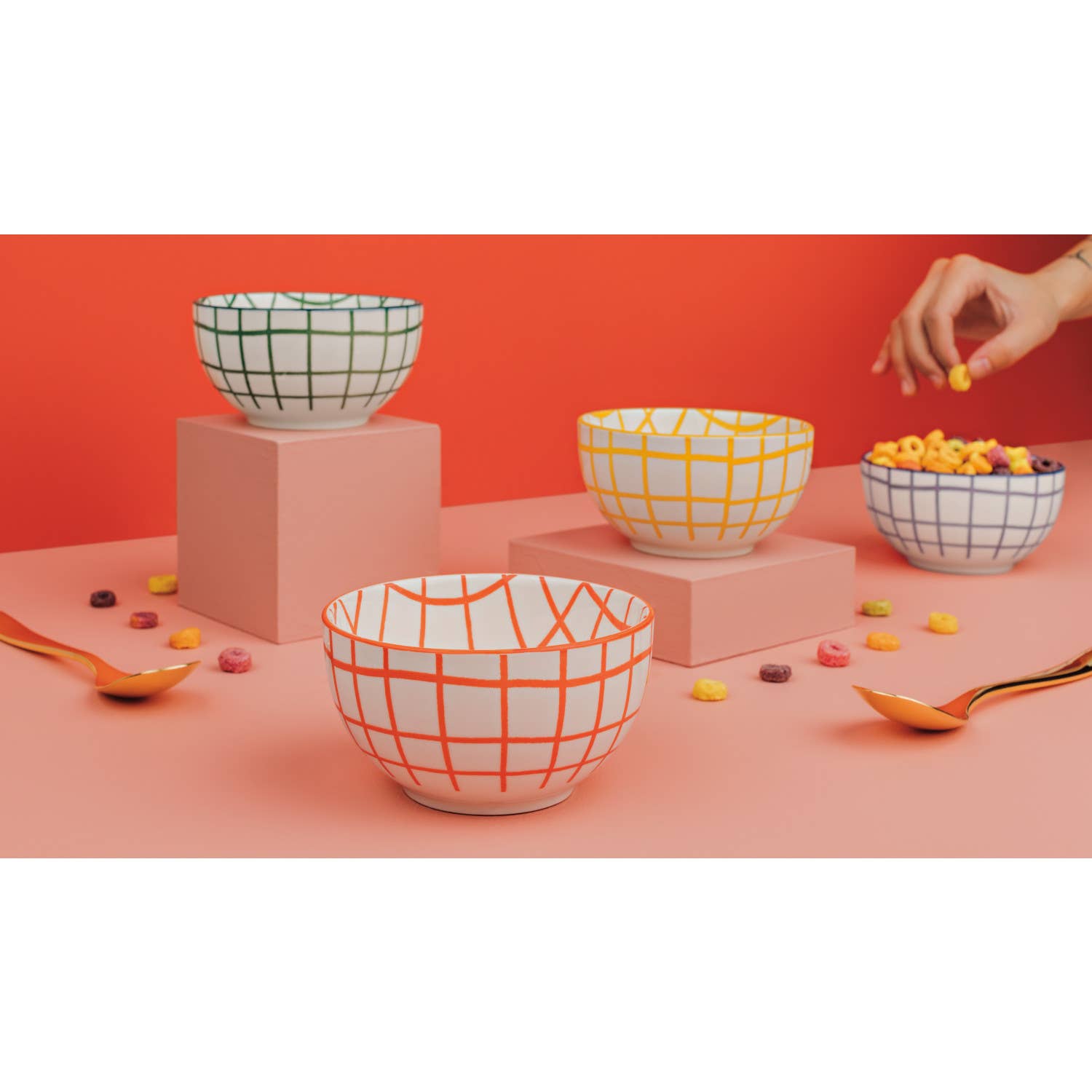 Wobbly Check Bowls (Set of 4) - bubblegum market