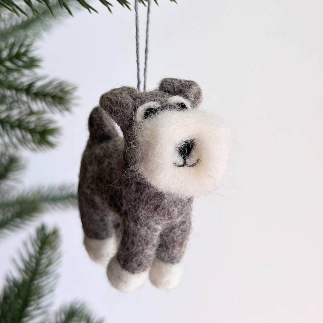 Wool Felt Schnauzer Dog Ornament 4" - bubblegum market