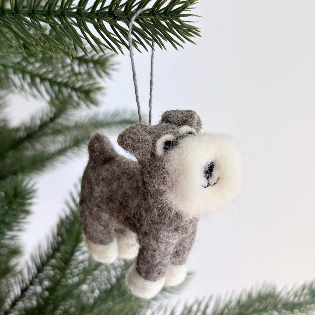Wool Felt Schnauzer Dog Ornament 4" - bubblegum market