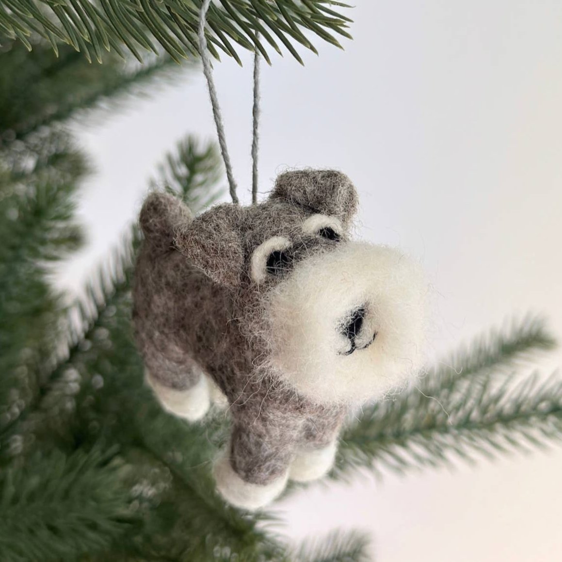 Wool Felt Schnauzer Dog Ornament 4" - bubblegum market