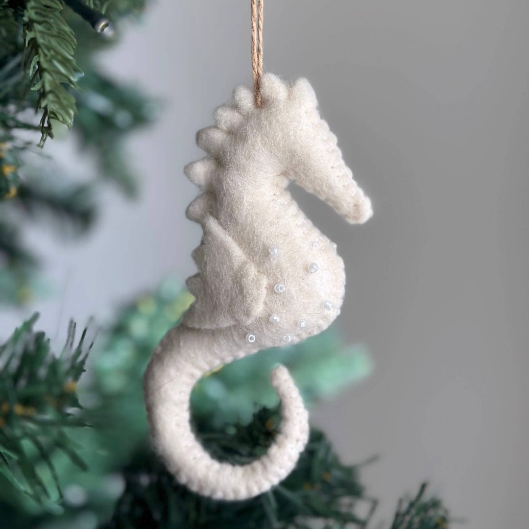 Wool Felt Seahorse Ornament 6" - bubblegum market