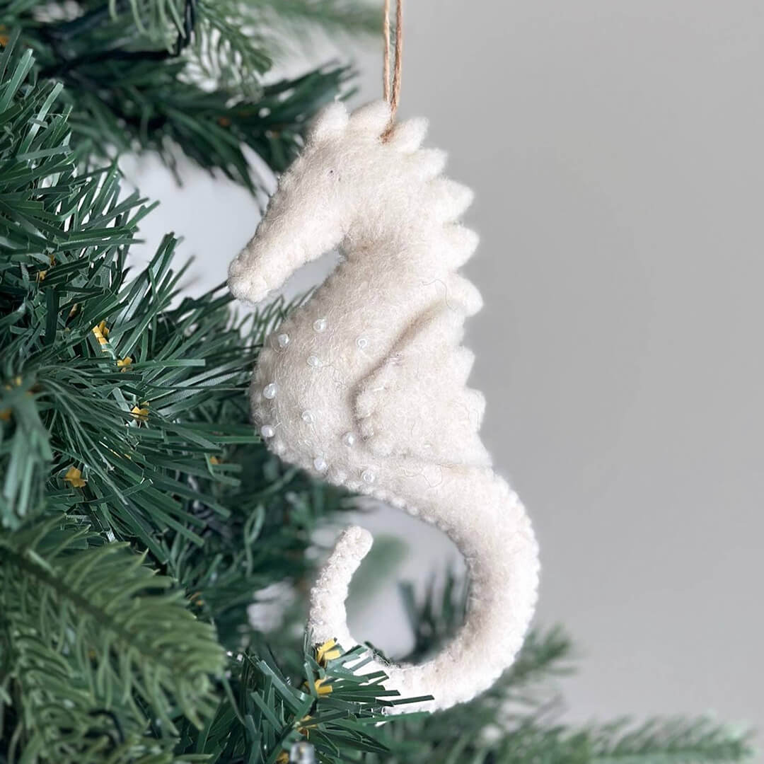 Wool Felt Seahorse Ornament 6" - bubblegum market