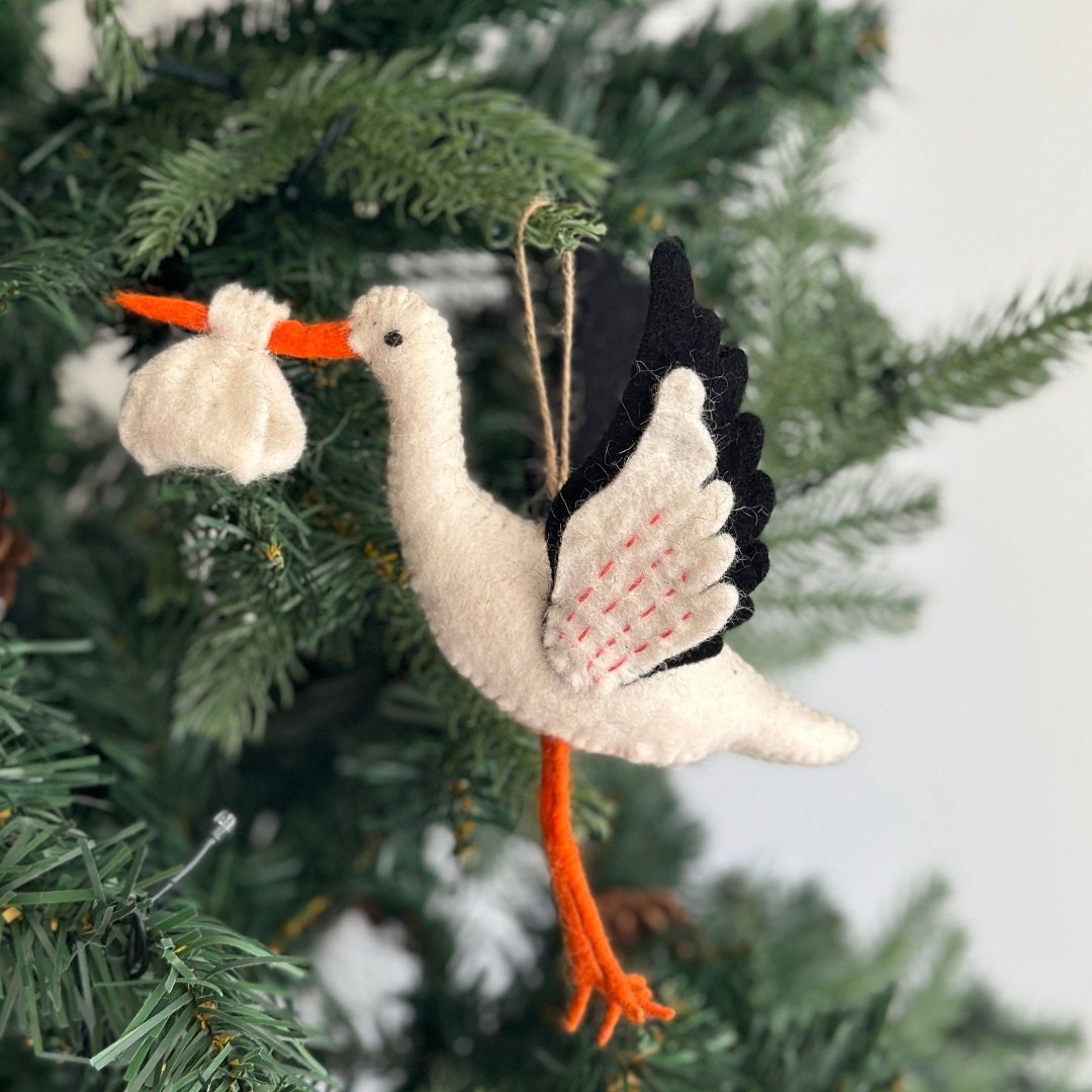 Wool Felt Stork Ornament 6" - bubblegum market
