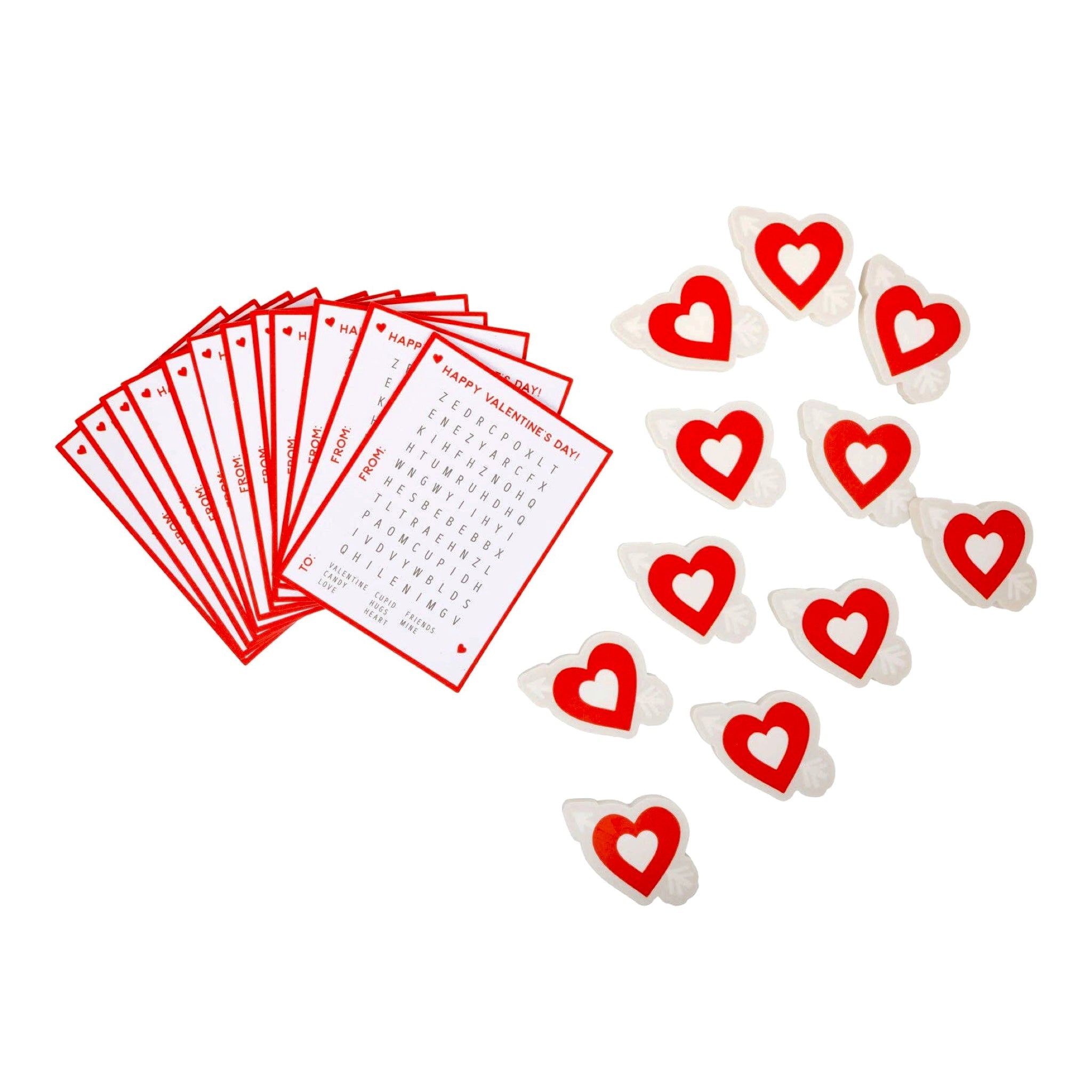 Word Search Valentine's Cards and Eraser Set (12 ct) - bubblegum market
