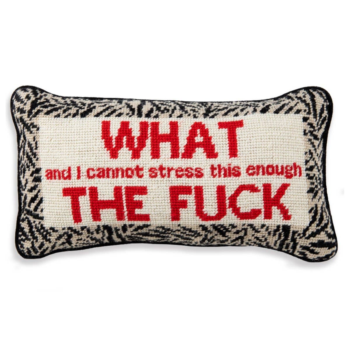 WTF Needlepoint Pillow - bubblegum market