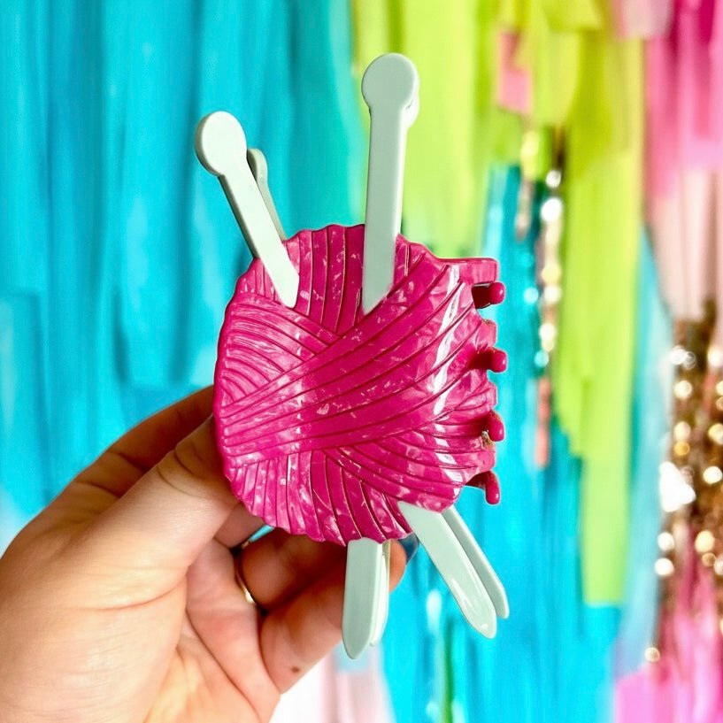 Yarn & Knitting Needles Hair Claw - bubblegum market