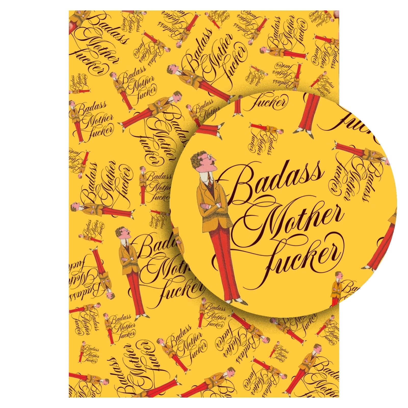 Yellow Badass Mother F*cker Wrapping Paper Roll (3 Sheets) - bubblegum market