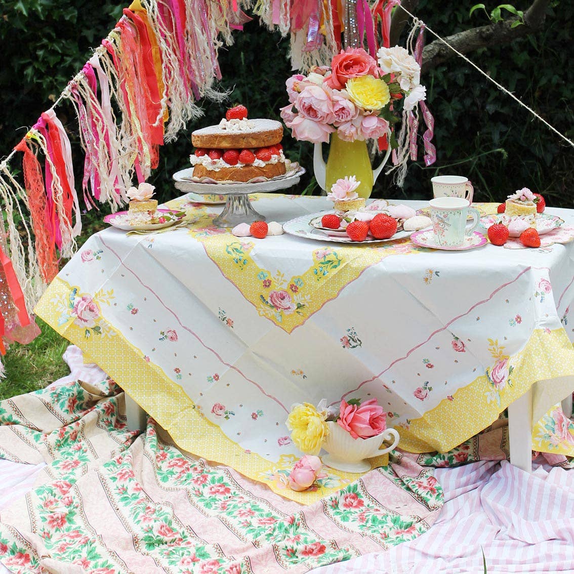Yellow Floral Table Cover - bubblegum market