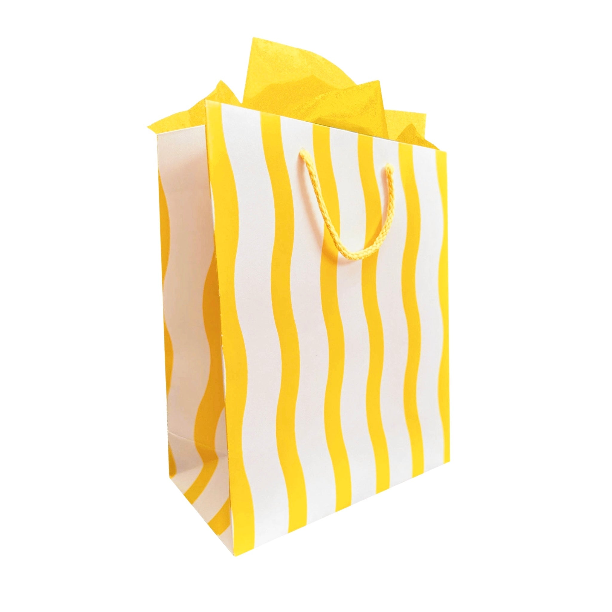 Yellow Fussy Stripe Medium Gift Bag - bubblegum market