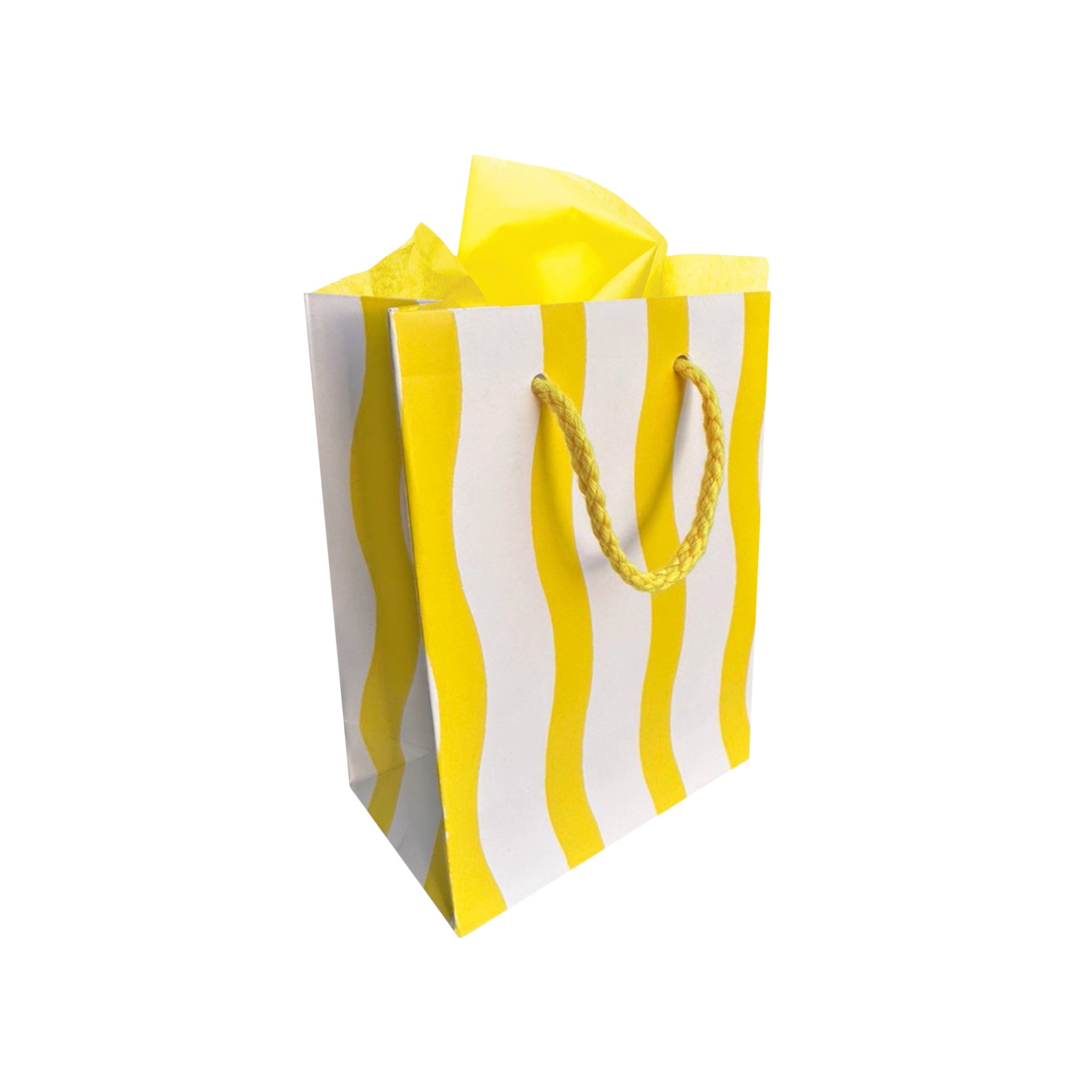 Yellow Fussy Stripe Small Gift Bag - bubblegum market