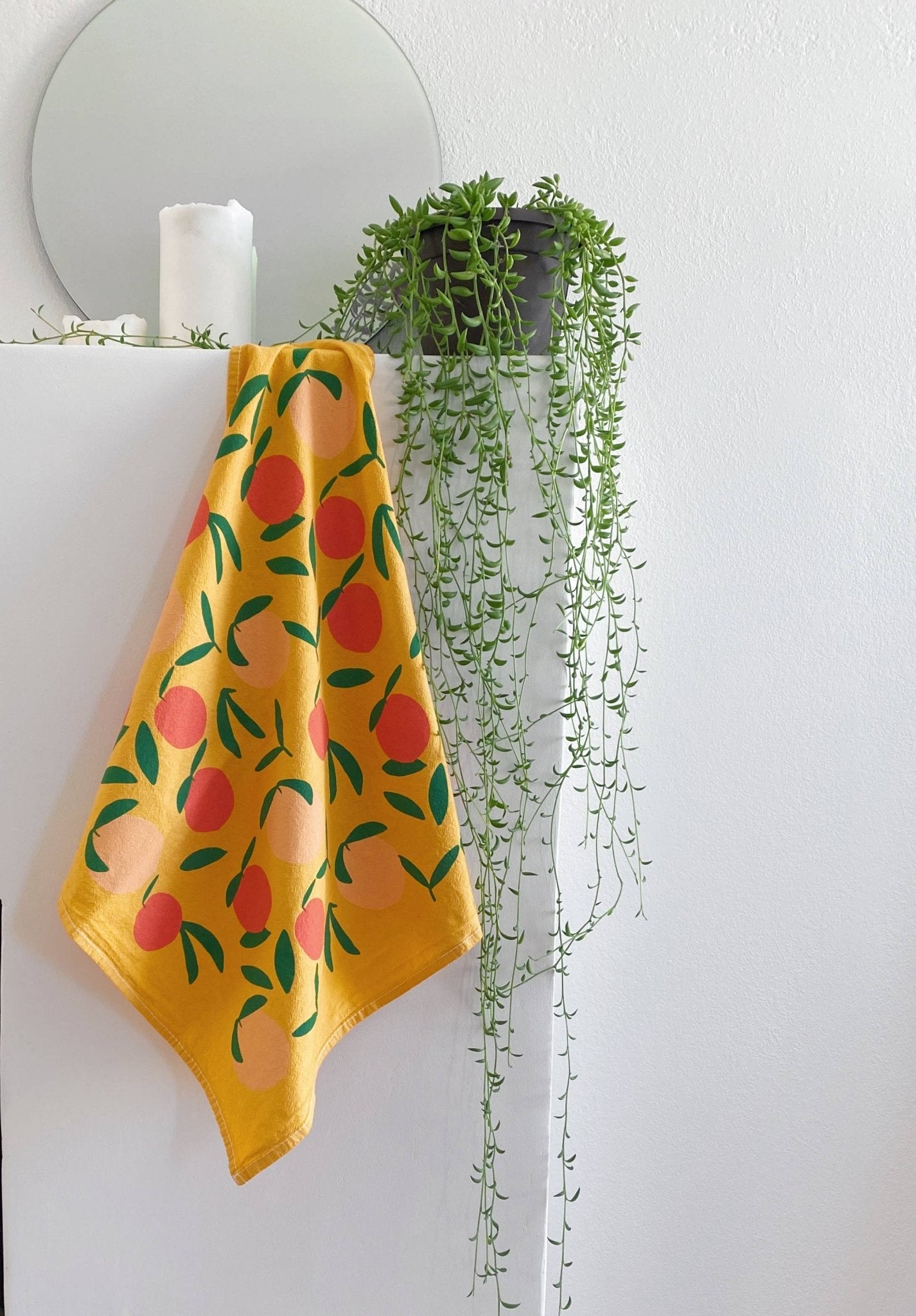 Yellow Peach Toss Tea Towel - bubblegum market