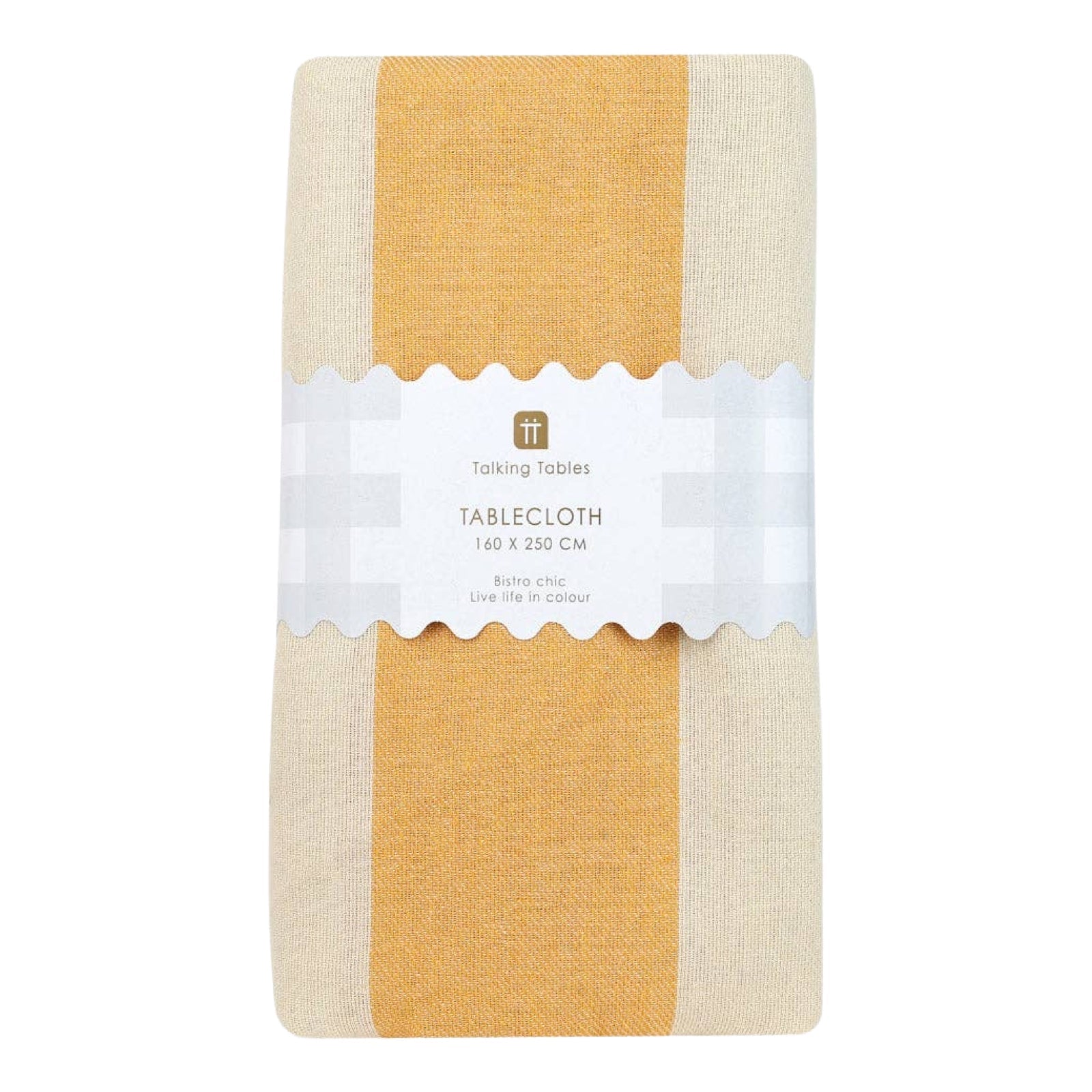 Yellow Stripe Cotton Tablecloth 98" - bubblegum market