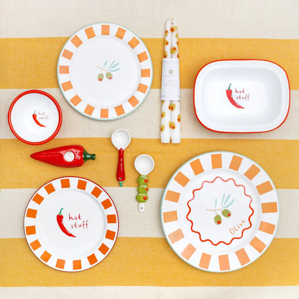 Yellow Stripe Cotton Tablecloth 98" - bubblegum market