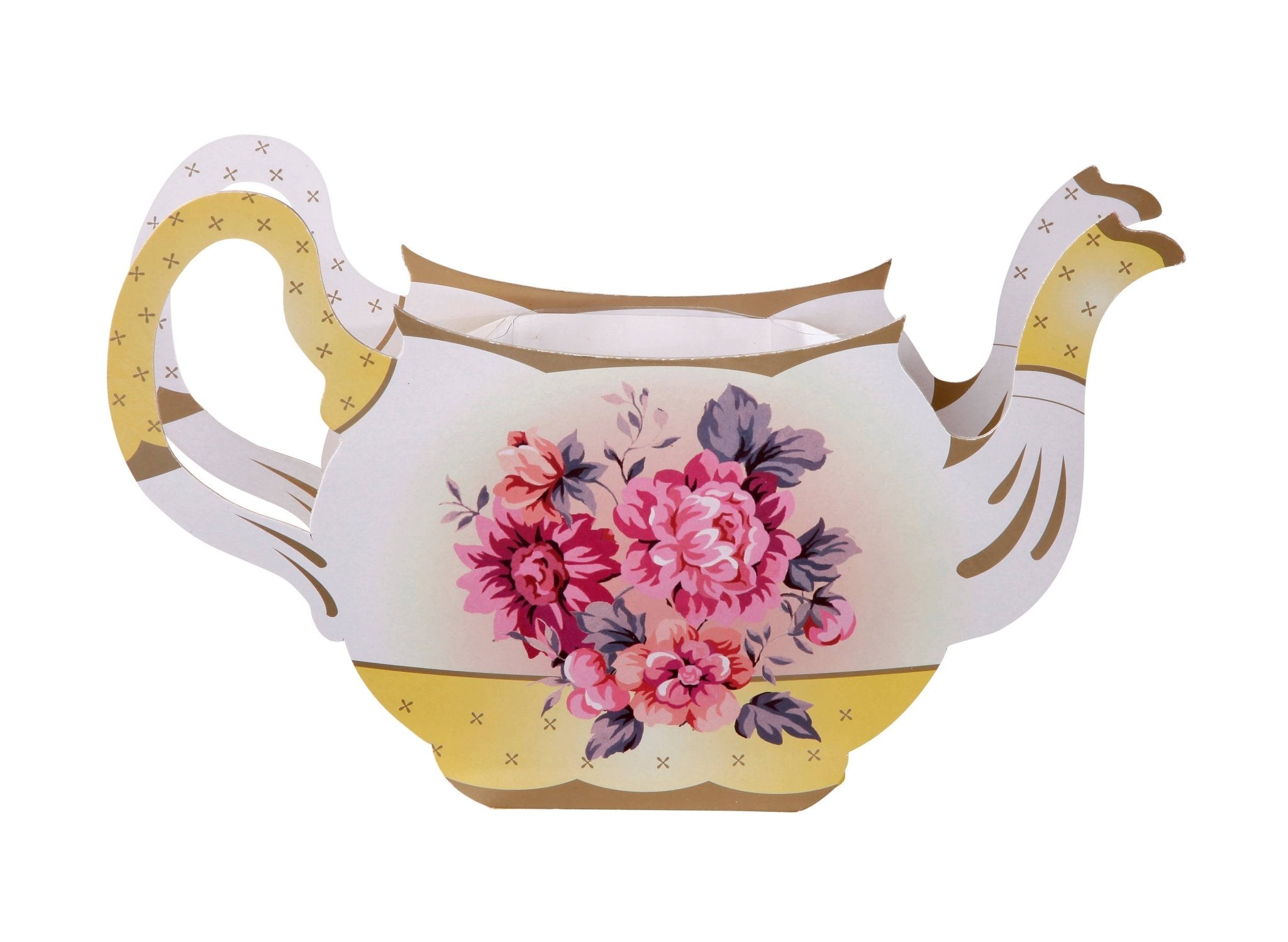 Yellow Teapot Cardboard Flower Vase - bubblegum market